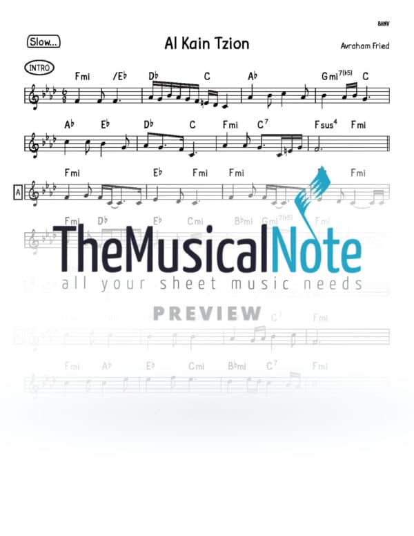 Al Kain Tzion Avraham Fried Music Sheet