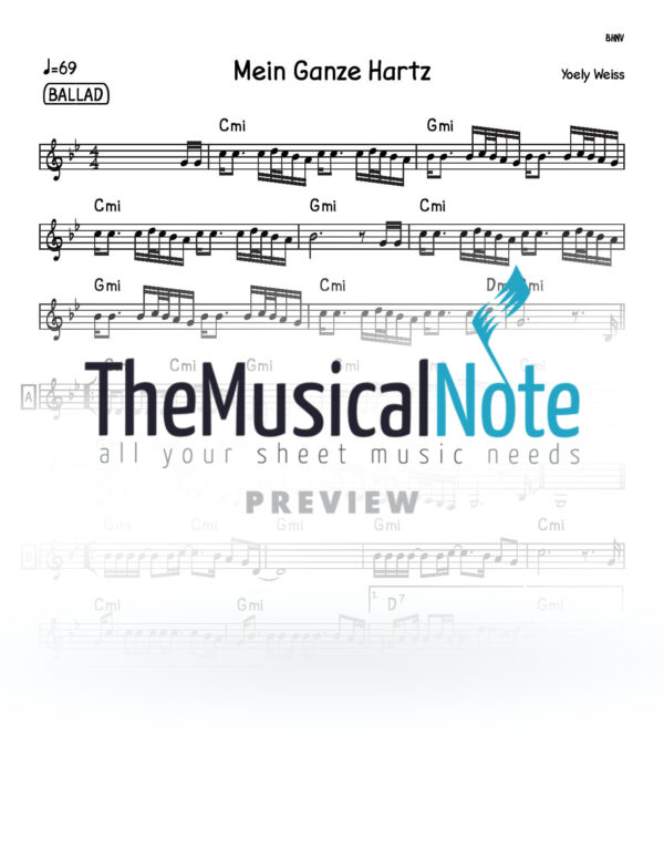 Mein Ganze Hartz Yoely Weiss Music Sheet