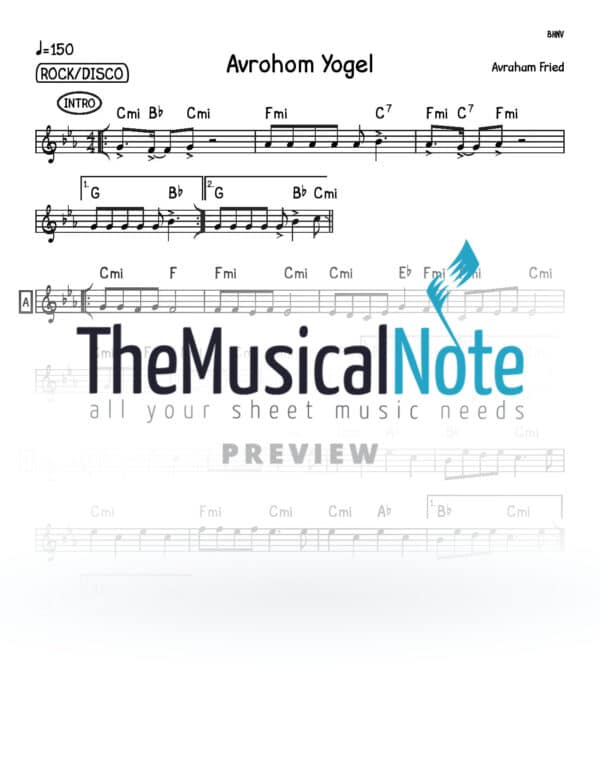 Avrohom Yogel Avraham Fried Music Sheet