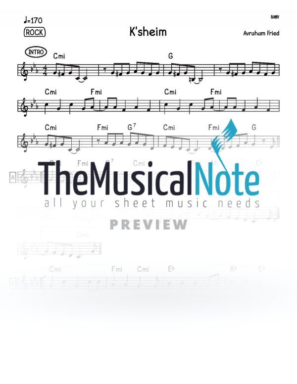 Ksheim Avraham Fried Music Sheet