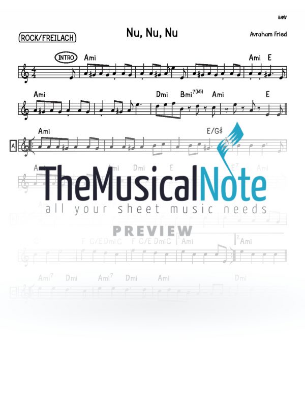 Nu Nu Nu Avraham Fried Music Sheet