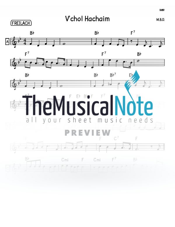 Vchol Hachaim MBD Music Sheet