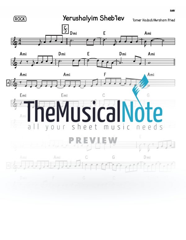 Yerushlayim Shebelev Avraham Fried Music Sheet