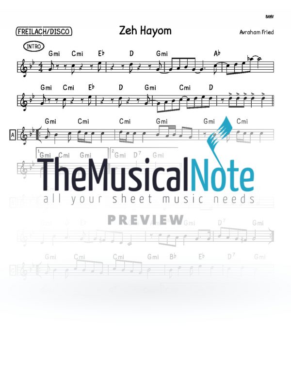 Zeh Hayom Avraham Fried Music Sheet