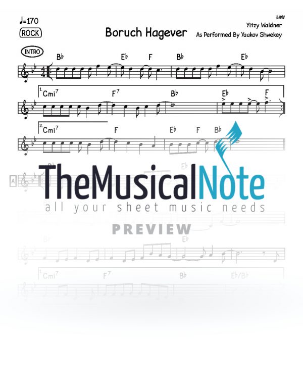 Boruch Hagever Yaakov Shwekey Music Sheet