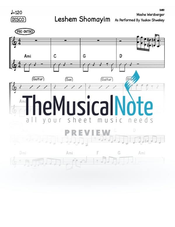 Leshem Shomayim Yaakov Shwekey Music Sheet