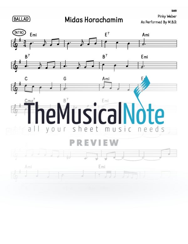 MIdas Horachamamim MBD Music Sheet