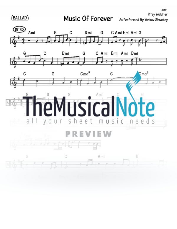 Music Of Forever Yaakov Shwekey Music Sheet