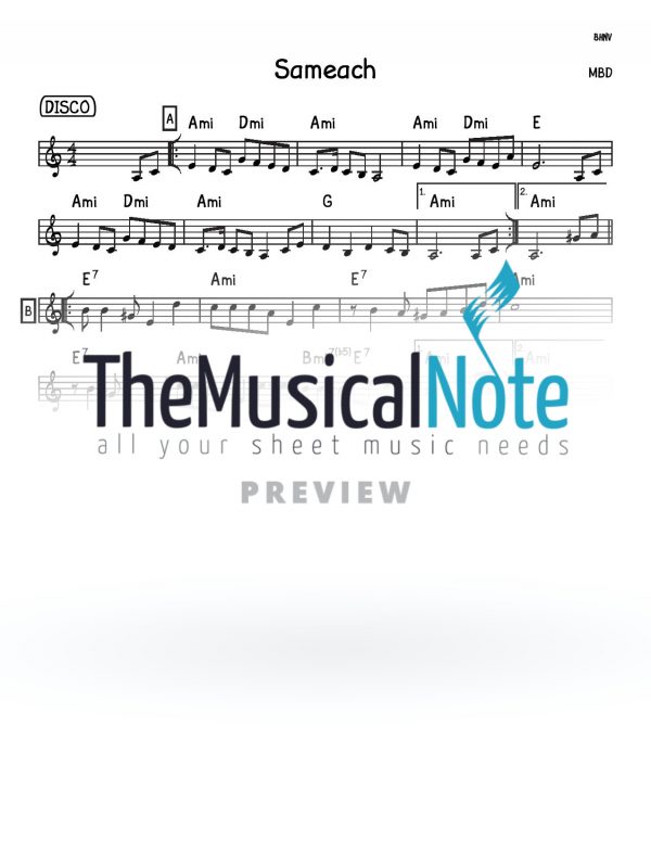 Sameach MBD Music Sheet