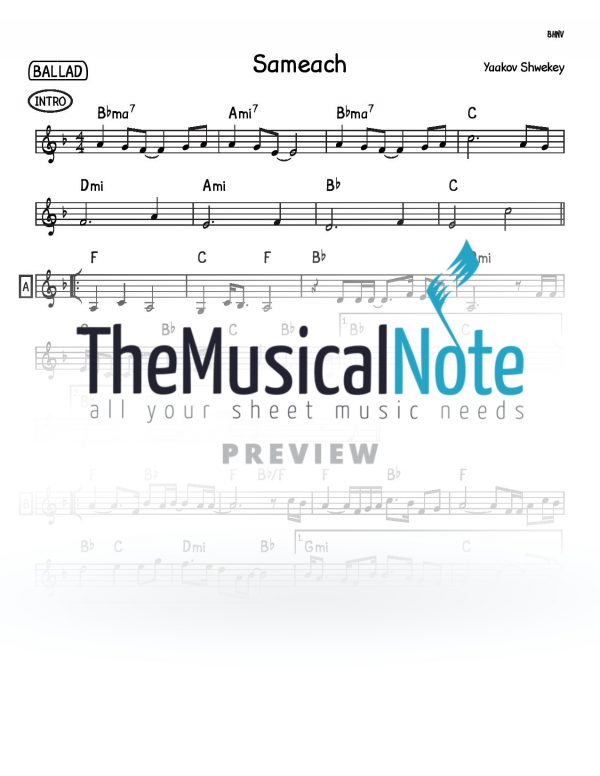 Sameach Yaakov Shwekey Music Sheet