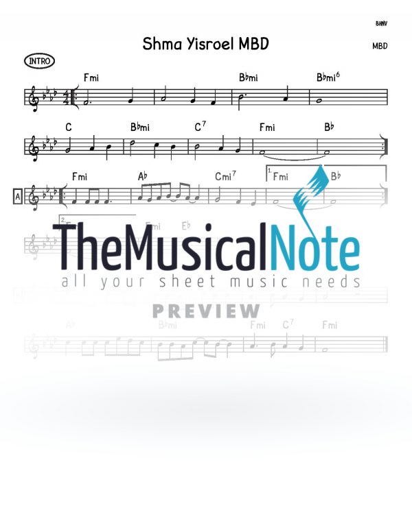 Shma Yisroel MBD Music Sheet