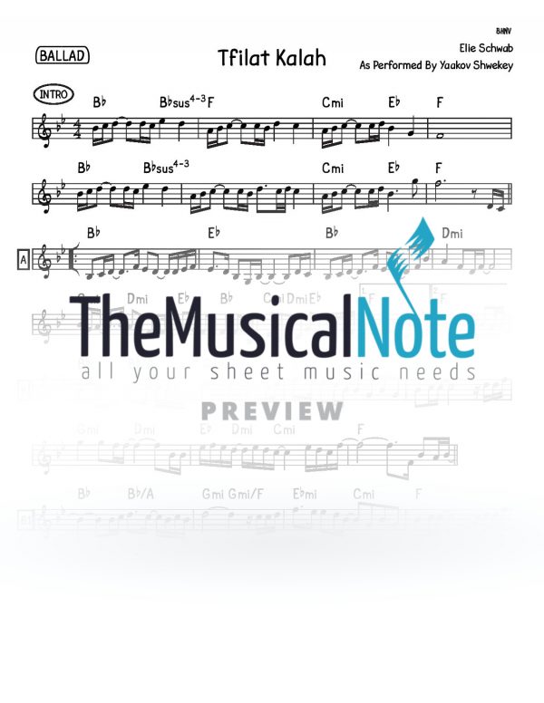 Tfilat Kalah Yaakov Shwekey Music Sheet