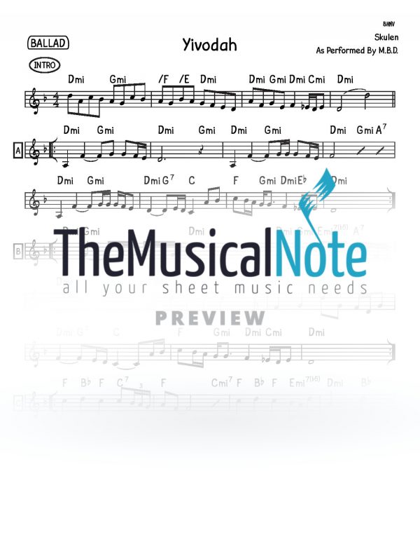 Yivodah 1 MBD Music Sheet