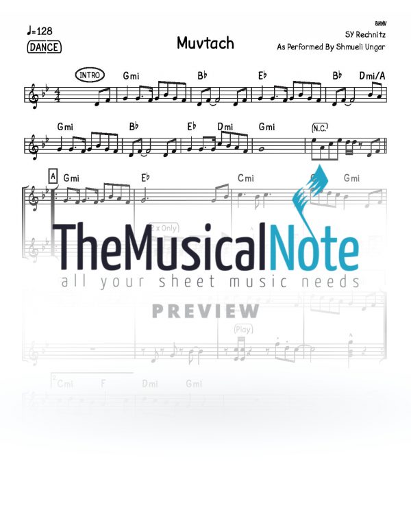01 - Muvtach 2 Liner Shlomo Yehuda Rechnitz Music Sheet