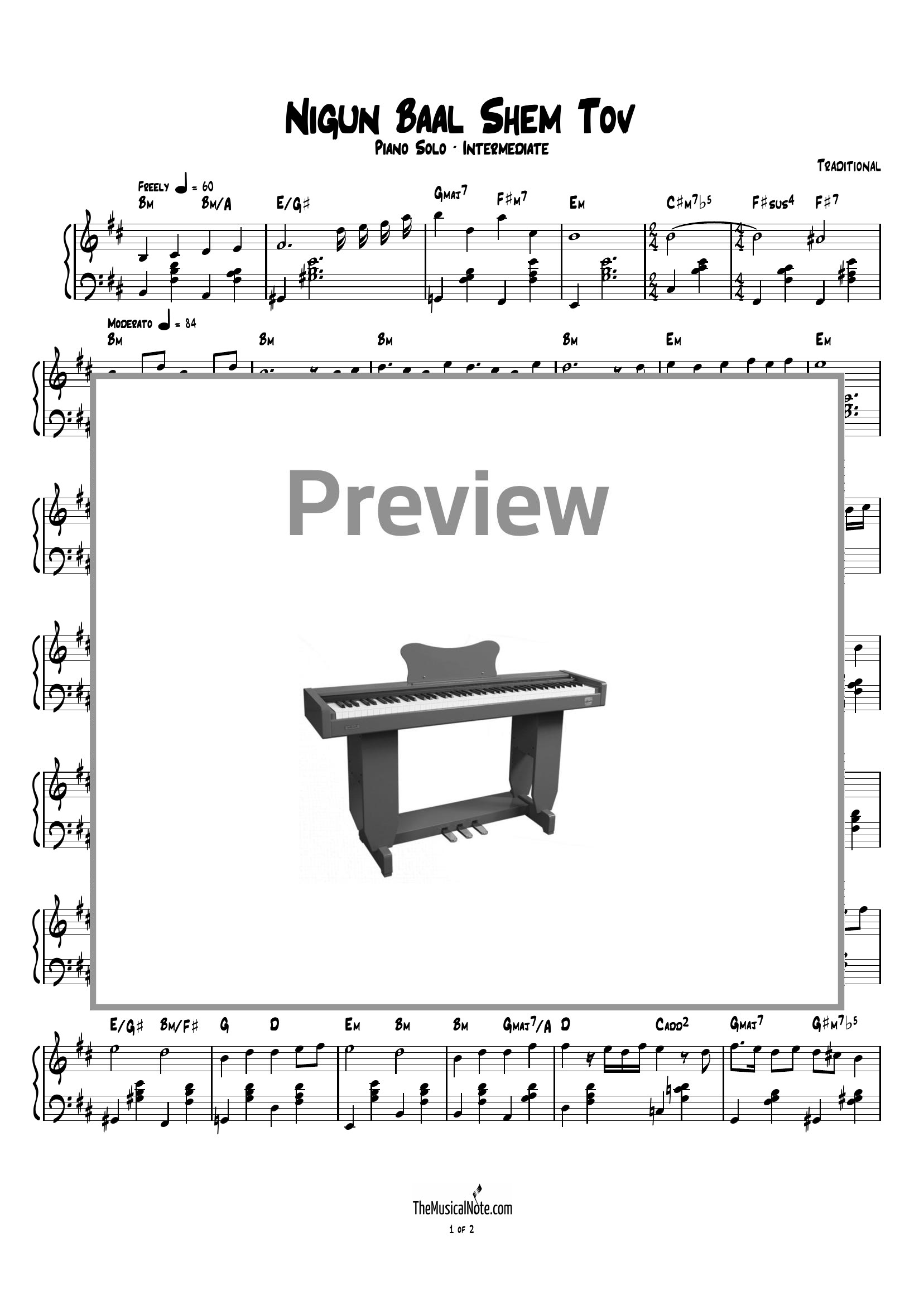 Nigun Baal Shem Tov - Piano Arrangement in B Minor